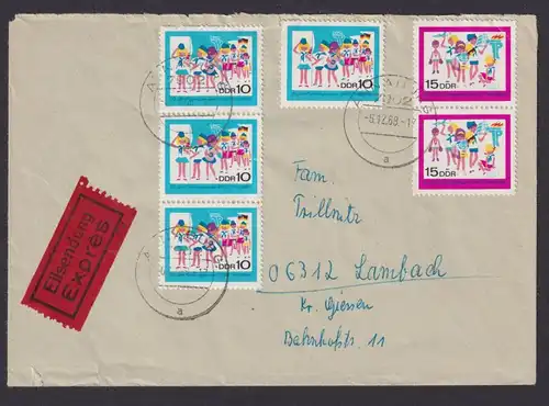 Briefmarken DDR Eilboten Brief MIF 1432-1433 Pioniere Thälmann Annaburg via