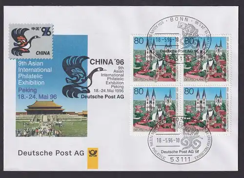 Philatelie Viererblock Brief MEF Briefmarkenausstellung China 1996 9th Asian