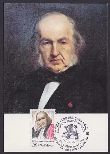 Briefmarken Frankreich 2117 Claude Bernard Physiologe Arzt Medizin Maximumkarte