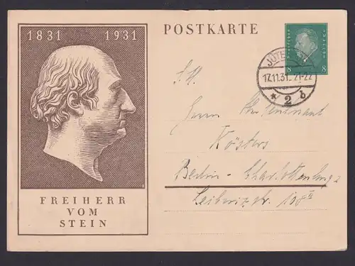 Jüterborg Brandenburg Briefmarken Deutsches Reich Ganzsache Freiherr von Stein