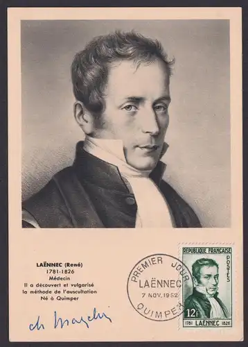 Briefmarken Frankreich 954 Rne Laennec Arzt Medizin Stetoskop Erfinder