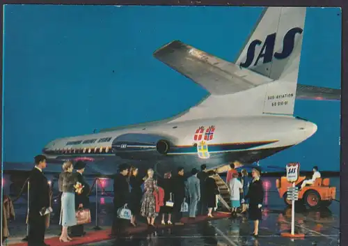 Flugpost air mail Ansichtskarte SAS Caravelle Jet Rolls Royce Avon Engines