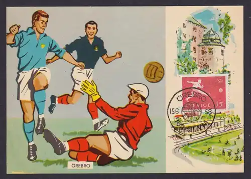 Sport Fußball WM Weltmeisterschaft Schweden tolle Künstler Maximumkarte MK 1958