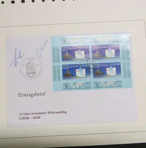 DDR 10 J. Weltraumflug FDC Autogramm Kommandant Valeri Bykowsky + Sigmund Jähn