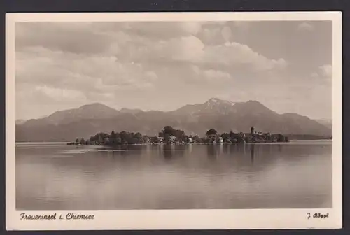 Ansichtskarte Chiemsee Bayern Fraueninsel Gebirge