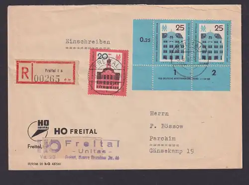 Briefmarken Druckvermerk Bogenecke Eckrand DDR R Brief MIF Freital n Parchim