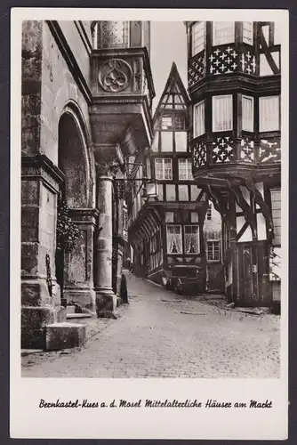 Ansichtskarte Bernkastel Kues Rheinland Pfalz Mittelalterliche Häuser Markt