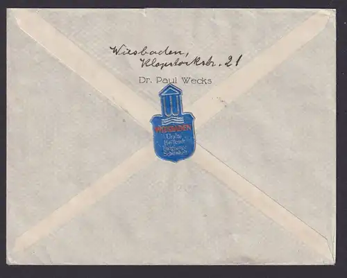 Deutsches Reich Brief Zusammendruck Bogenecke Eckrand Hindenburg Wiesbaden