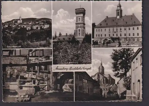 Ansichtskarte Annaberg Buchholz Sachsen Erzgebirge Annenkirche Markt Rathaus