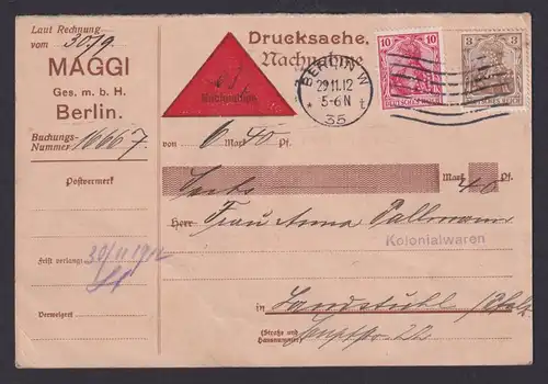 Briefmarken Perfin Lochung Nachnahme Deutsches Reich Brief MIF Germania Reklame