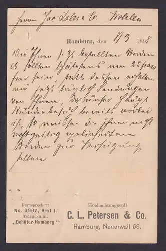 Briefmarken Deutsches Reich Reklame Werbung Vordruck Postkarte c.L. Petersen