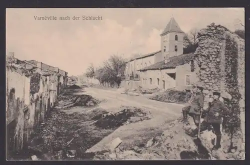 Ansichtskarte Varneville Frankreich Zerstörung Schlacht 1. Weltkrieg Soldaten