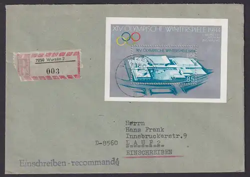 DDR R Brief Block 74 Sport Olympia Winterspiele Wurzen nach Lauf portogerecht