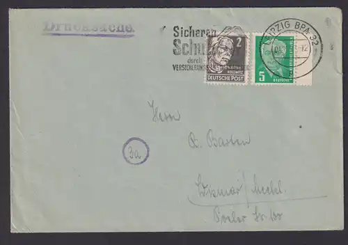 Briefmarken DDR Brief MIF Pieck + Persönlichkeiten Bahnpost Leipzig n Wismar