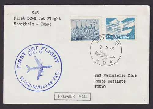 Flugpost Brief Air Mail SAS Erstflug DC 8 Jet Stockholm Schweden Tokio Japan ab