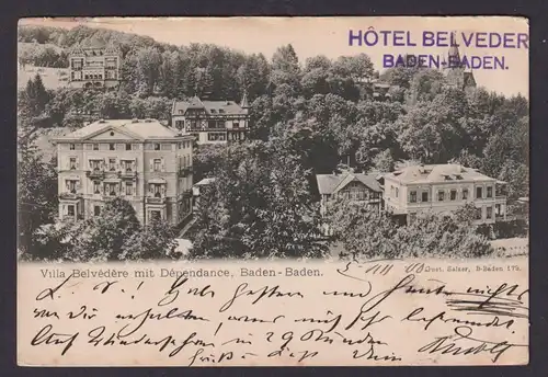 Ansichtskarte Baden Baden Baden Württemberg Gastronomie Hotel Belvedere Villa