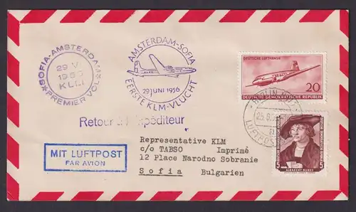 Flugpost Brief Air Mail KLM Amsterdam Niederlande Sofia Bulgarein Zuleitung