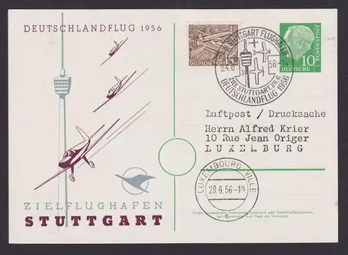 Flugpost Brief Air Mail Bund Privatganzsache Heuss + ZuF Berlin Bauten Lufthansa
