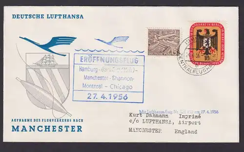 Flugpost Brief Air Mail Berlin Bauten + Adler Brustschild Hamburg Frankfurt