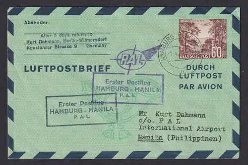 Flugpost Brief Air Mail Berlin Ganzsache schöne Destination 1. Postflug Hamburg