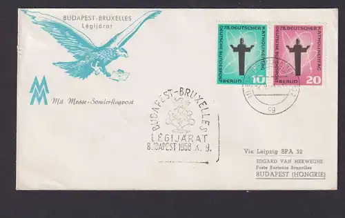 Flugpost Brief Air Mail toller Umschlag Greifvogel Adler Budapest Ungarn Brüssel