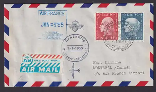 Flugpost Brief Air Mail Bund Wohlfahrt KLM Air France Destination Stuttgart