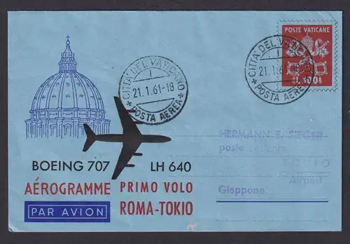 Flugpost Brief Air Mail Boeing 707 LH 640 Rom Tokio Japan Vatikan Zuleitung