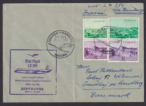 Flugpost Brief Air Mail Türkei Erstflug Lufthansa LH 299 Ankara Hamburg 2.4.1961