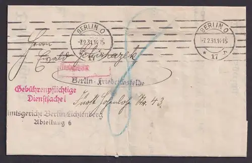 Berlin Deutsches Reich Gebührenpflichtige Dienstsache mit viol. L1 Berlin
