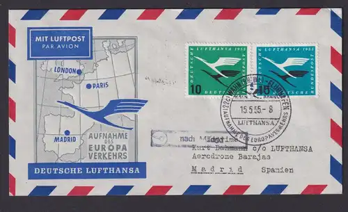 Flugpost Brief Air Mail Lufthansa schöner Beleg Bund MIF 206-207 München