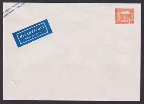 Flugpost Brief Air Mail Berlin Privatganzsache U Bauten mit Überdruck Philatelie