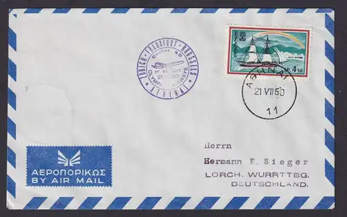 Flugpost Brief Air Mail Griechenland Zürich Frankfurt Brüssel Athen 21.7.1960