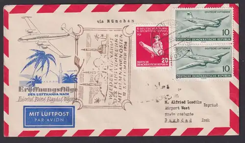 Flugpost Brief Air Mail Lufthansa Eröffnungsflug inter. DDR Zuleitung Istambul