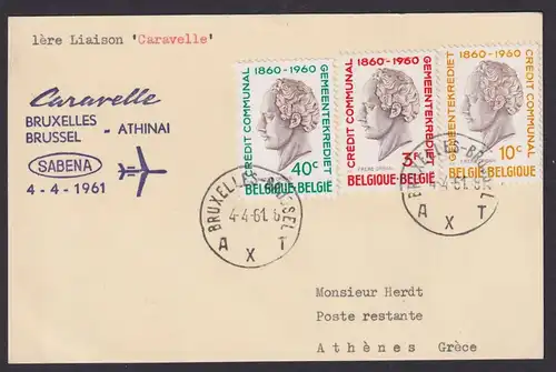Flugpost Brief Air Mail Belgien Sabena Caravelle Brüssel Athen Griechenland
