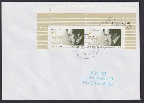 Abart Bund 1953 Mendelssohn Bartholdy Musik Komponist zwei Leerfelder Formnummer