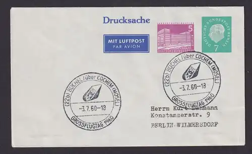 Flugpost Brief Air Mail Berlin Privatganzsache WST Heuss + Bauten Büchel Cochem