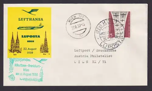 Flugpost Brief Air Mail Lufthansa LUPOSTA Philatelie Köln nach Wien Österreich