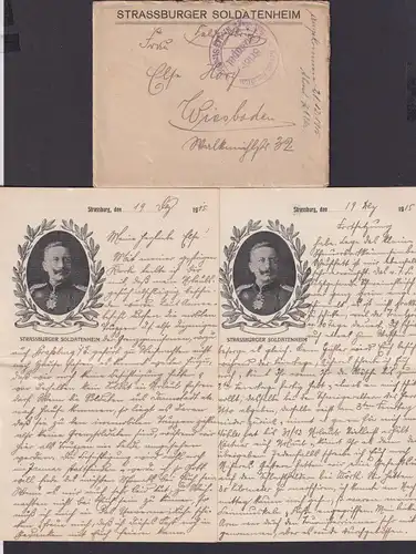 Brief Strassburg Frankreich 1. Weltkrieg ab Strassburger Soldatenheim Infantrie
