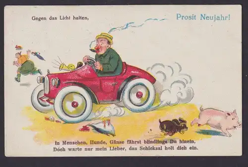 Ansichtskarte Halt gegen das Licht Humor Neujahr ab Seifersdorf Sachsen