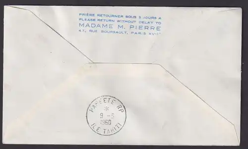 Flugpost Brief Air Mail inter. Destination Frankreich Franz. Polynesien Papeete