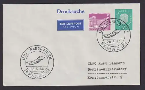 Flugpost Brief Air Mail Berlin Privatganzsache Berlin 2 WST Heuss + Bauten