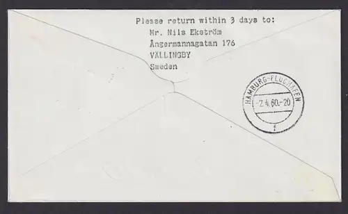 Flugpost Brief Air Mail SAS Caravelle Erstflug Oslo Norwegen Hamburg 1.4.1960