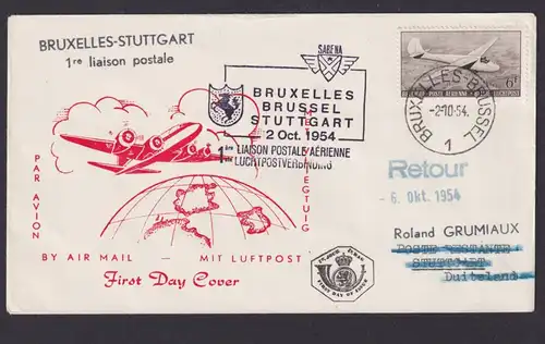Flugpost Brief Air Mail Sabena toller Umschlag Weltkugel Globus Brüssel