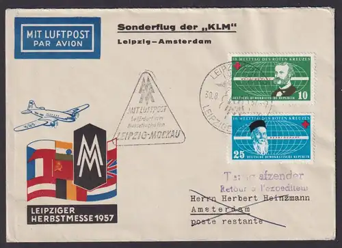 Flugpost Brief Air Mail KLM Sonderflug Leipzig Amsterdam auf tollem Umschlag