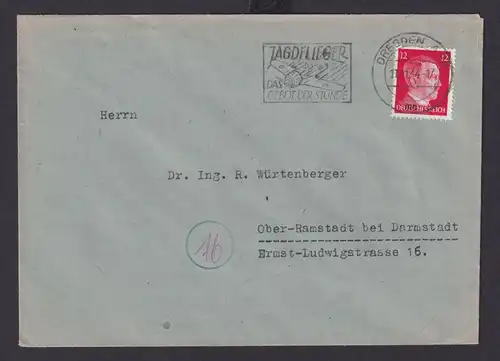 Dresden Sachsen Deutsches Reich Drittes Reich Brief SST Jagdflieger Das Gebot