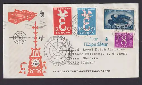 Nordpol Flugpost Brief Air Mail KLM Amsterdam Niederlande Erstflug Tokio Japan