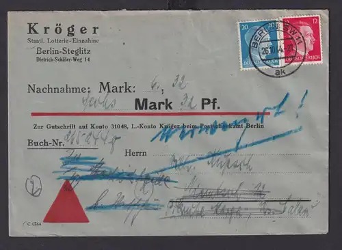 Berlin Deutsches Reich Drittes Reich Brief Nachnahme Abs. Kröger Staatliche