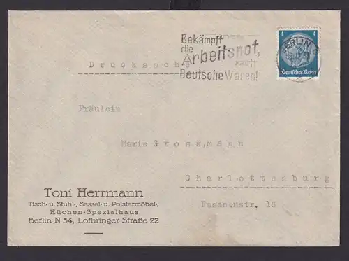 Berlin Deutsches Reich Drittes Reich Brief SST Bekämpft die Arbeitsnot kauft