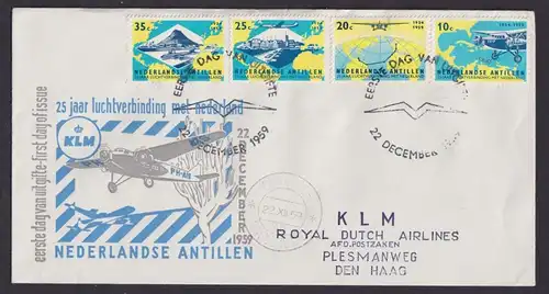 Flugpost Brief Air Mail Niederlande Antillen KLM 25 J. Flugverbindung 22.12.1959