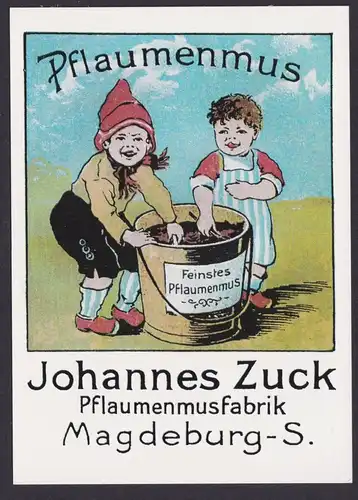 Künstler Ansichtskarte Reklame Werbung Johannes Zuck Pflaumenmusfabrik